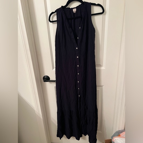 Small Loft Beach Rayon button down navy maxi dress - Picture 1 of 9